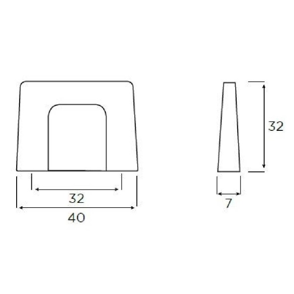 SUTTON FLAT TRIM Cupboard Handle - 32mm h/c size - POLISHED CHROME EFFECT finish (PWS KDH3030)